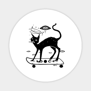 Black Cat On Skateboard Magnet